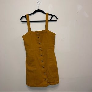 Mustard overall dress 98% shell, 2% cotton